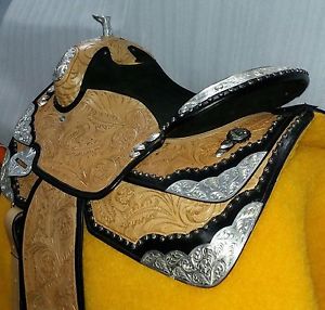 NEW LATEST WESTERN ECO LEATHER SHOW SADDLE 16'' WITH GIRTH AND ACESSORIES