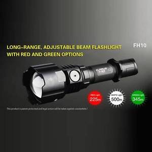 Klarus FH10 RED GREEN WHITE Light Zoomable Tactical LED Flashlight 18650