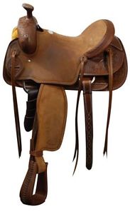Will James Roper by Showman Basketweave Tooled ROPING Saddle  *ROPING WARRANTY*