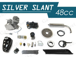Silver Slant 48cc Gas Motorized Bicycle, 66/80cc Gas Motorized Bicycle