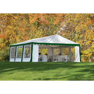 ShelterLogic 20 Ft W x 20 Ft D Party Shelter and Enclosure Kit Green / White