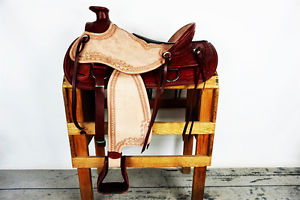 16" ROUGH OUT LEATHER WESTERN COWBOY HORSE WADE ROPING TRAIL RANCH SADDLE TACK