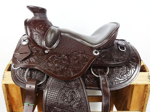 15" LEATHER WESTERN HORSE STAR WADE BUCKING ROLLS TRAIL ROPING RANCH SADDLE TACK