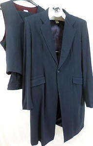 Reed Hill Mens Saddleseat 3 Pc Suit Navy Herringbone Stretch 44 - USA