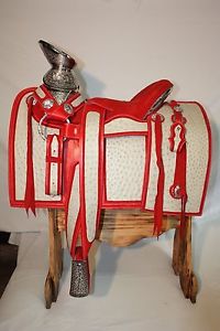 15" Montura Charra  - Mexican Saddle - Horse Saddle - Acero /Avestruz #271