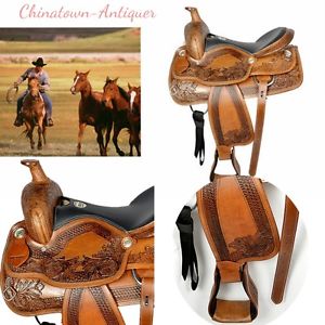 New Optional 14/15/16/17 inches Premium Genuine cow leather western saddle #2969