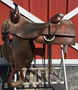 Custom Roohide Hard Seat REINING Saddle 17" - Cow Horse Ranch Riding
