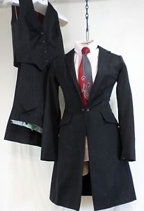 Reed Hill Saddleseat Ladies 3p suit Black Pin Wool Blend size 10 - USA
