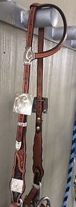 Joe Curtiss Handmade Ostrich Inlaid Sterling Silver Headstall Reining - Saddle
