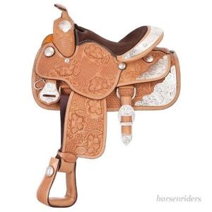 12 Inch Western Silver Show Saddle - Silver Royal -Light Oil - Youth Challenger