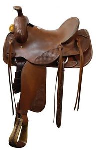 Showman Basket Weave Tooled 16" Hardseat ROPING Saddle *WARRANTIED for Roping*