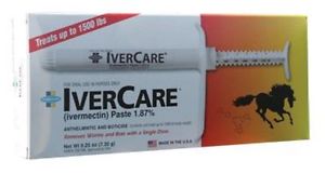 IverCare Paste Equine Horse Wormer 1.87% Ivermectin Treats 1500 Pounds 100Tubes