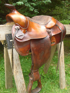 13 to 14" USED "RODEO BEN" ANTIQUE WESTERN RODEO RANCH SADDLE COLLECTORS LOOK!!