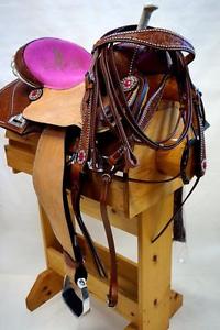 16" PINK Cowgirl up Show saddle Western Barrel Racing SHOWMAN HSBP