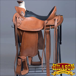 BH103-F HILASON WESTERN LEATHER ROPING WADE COWBOY LIGHT WEIGHT RANCH SADDLE 16"