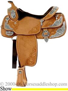 NEW LATEST WESTERN ECO LEATHER SHOW SADDLE 16'' WITH GIRTH AND ACESSORIES