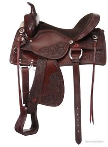 19 Inch Western Old Time Trail Saddle - Dark Oil Leather