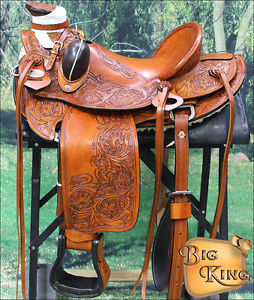 WD013ST HILASON BIG KING WESTERN WADE RANCH ROPING LEATHER HORSE SADDLE 15 16 17