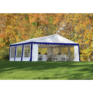 ShelterLogic 20 Ft W x 20 Ft D Party Shelter and Enclosure Kit Blue / White