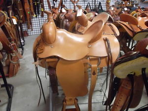 16" ALAMO WESTERN RANCH SADDLE SLICK SMOOTH HARD SEAT LIGHT OIL  #3 599 1