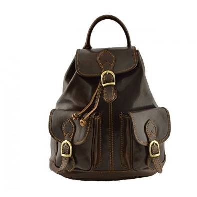 Leather Backpack Dark Brown - Made In Italy