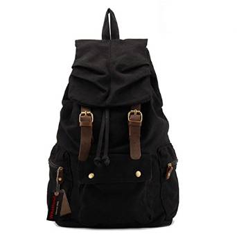 Specially High Density Thick Canvas Backpack Rucksack, Black