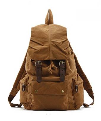 Canvas Brown Backpack Travelling Climbing Rucksack Bag