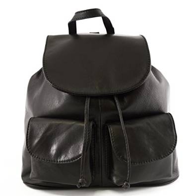 Woman Leather Backpack Model Large Black - Made In Italy
