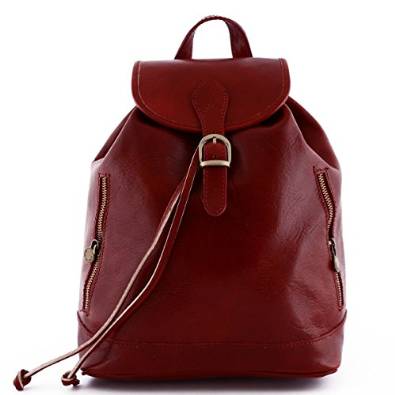 Woman Leather Backpack Red - Made In Italy