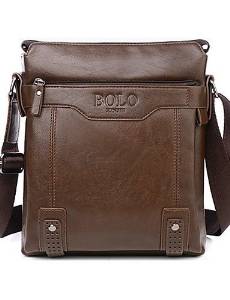 ZWC Men 's PU Baguette Shoulder Bag/Tote - Brown/Black