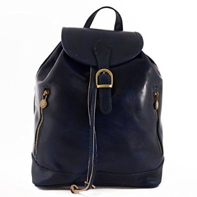 Woman Leather Backpack Blue - Made In Italy