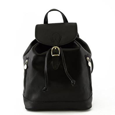 Woman Leather Backpack Black - Made In Italy