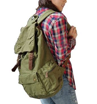 Specially High Density Thick Canvas Backpack Rucksack, Green