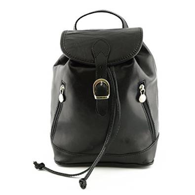 Italian Leather Backpack Color Black - Made In Italy Leather Bags