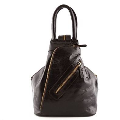 Italian Genuine Leather Woman Backpack 2 Pockets Color Black - Made In Italy Leather Bags