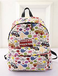 ZWC Women Canvas Baguette Backpack - Multi-color