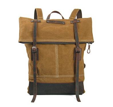 Canvas Genuine Leather BagPack Backpack, Brown