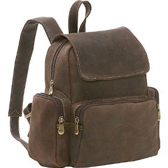 Distressed Leather Womens Multi Pocket Backpack