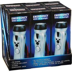 Lot of 4 Mitaki-Japan® 6pc Wind-Up Radio/Alarm Countertop Displays