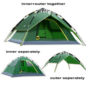 Double layer outdoor camping tent 3-4 persons, easy using automatic camping tent