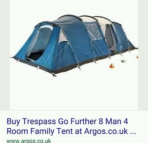 Tresspass go further 8 man tent brand new still in box unopened