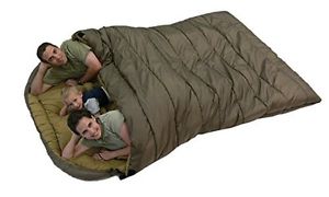 Queen Sleeping Bag 2 Person Green 0 Degrees Family Outdoor Camping Hiking NEW