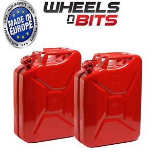 2 x 20L Litre RED JERRY MILITARY CAN FUEL OIL WATER PETROL DIESEL RED GREEN