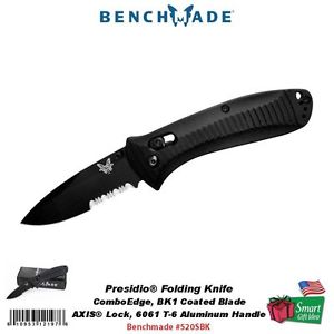Benchmade Presidio Knife, AXIS Lock Black ComboEdge 6061 T-6 Alum Handle #520SBK