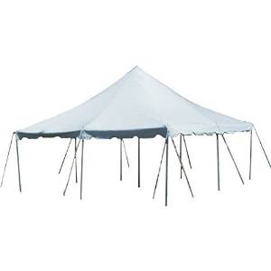 20 ft by 20 ft White Canopy Pole Tent, Complete Set with Storage Bag, Heavy Duty 16 oz Vinyl