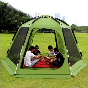 WZH Many people 6-10 people Automatic tent Outdoor camping Six corners mesh Big tent field