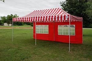 10'x20' Pop up 6 Walls Canopy Party Tent Gazebo Ez Red Stripe - E Model By DELTA Canopies