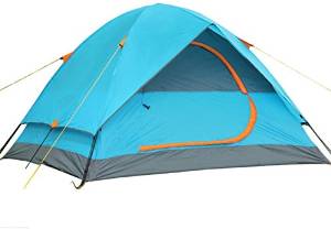 Double double outdoor waterproof tent camping tent tents 3-4 tents blue green