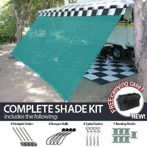 8' x 20' RV Awning Shade (Green) Complete Kit with Carry Bag Canopy Shelter Screen Panel and Awning Maintenance Manual Motor Home Trailer Awning Shade