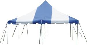 Pole Tent 20' X 20' Blue and White Pole Tent Heavy Duty Vinyl Free Shipping